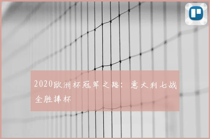 2020欧洲杯冠军之路：意大利七战全胜捧杯